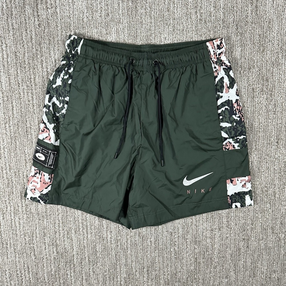 Nike Boardshorts‎ Mens Small Green Pink Camo Elastic Waist Drawstring Mesh Lined